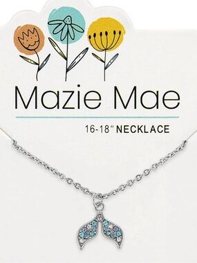 Mazie Mae Silver Mermaid Tail Pendant Necklace with Blue Accents